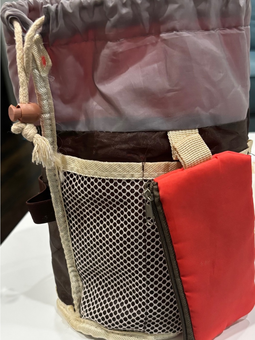 Large Travel Drawstring Barrel Bag with Drawstring Closure & Small Zipper Pouch - Picture 2 of 4